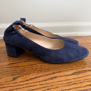 Everlane Day Heel Navy Suede Block Heel Pumps Size 9 Work Office